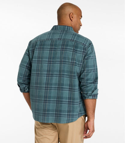 L.L.Bean | Men's Sunwashed Corduroy Shirt, Slightly Fitted Untucked Fit, Plaid