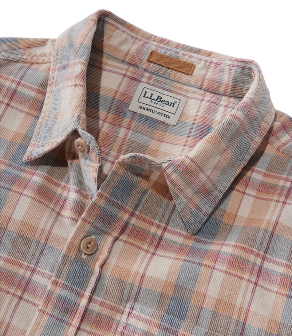 L.L.Bean | Men's Sunwashed Corduroy Shirt, Slightly Fitted Untucked Fit, Plaid
