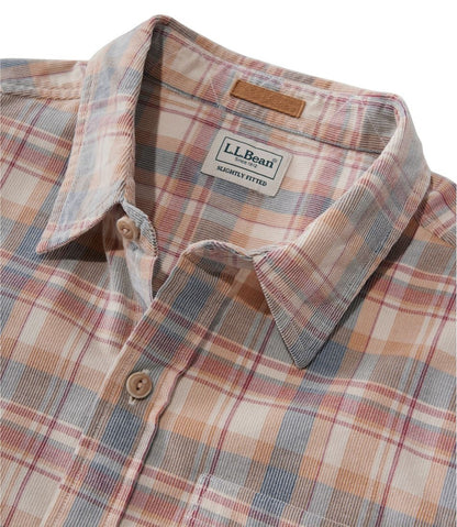 L.L.Bean | Men's Sunwashed Corduroy Shirt, Slightly Fitted Untucked Fit, Plaid
