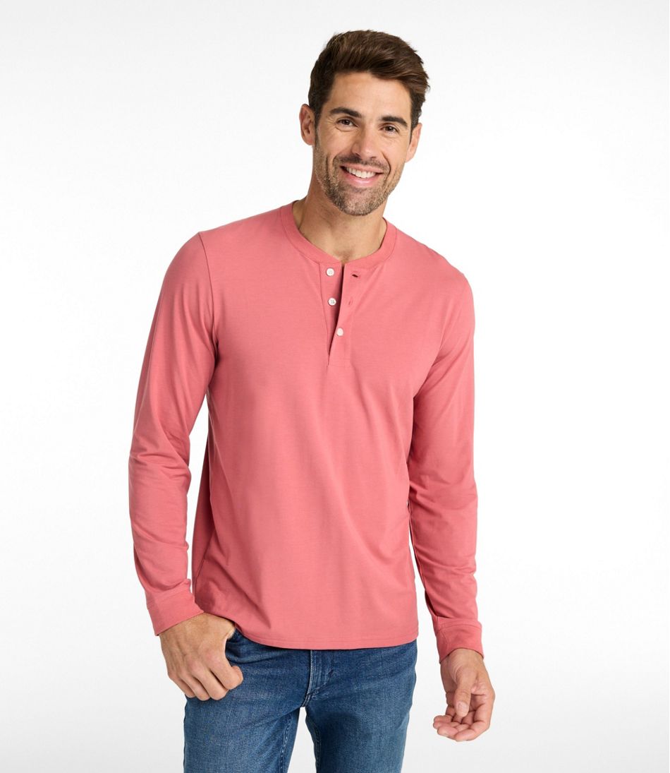 L.L.Bean | Men's Comfort Stretch Performance® Pima Tee, Long-Sleeve Henley