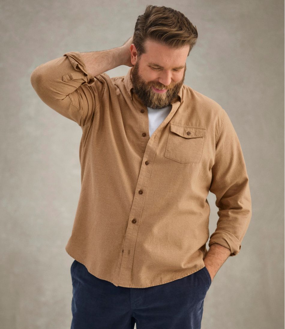 L.L.Bean | Men's Brushed Jaspé Twill Shirt, Traditional Untucked Fit