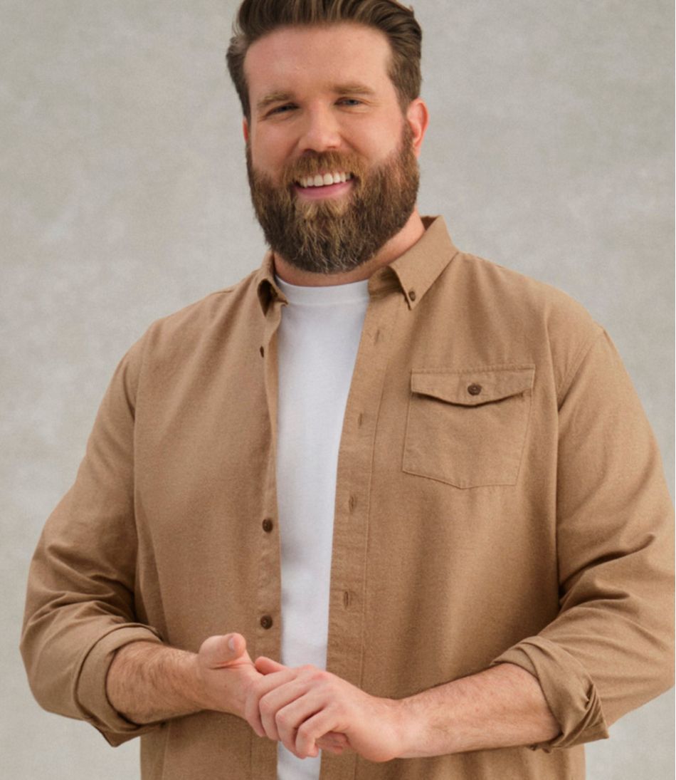 L.L.Bean | Men's Brushed Jaspé Twill Shirt, Traditional Untucked Fit