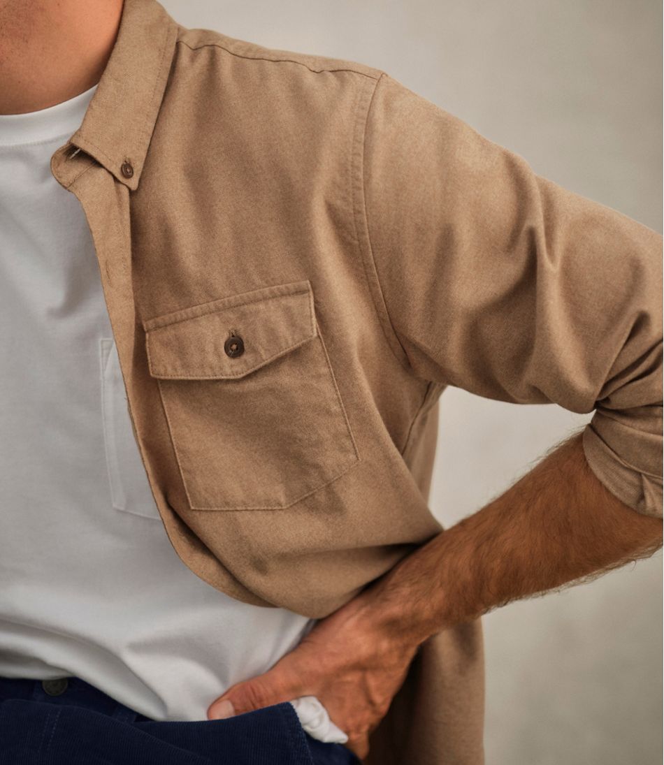 L.L.Bean | Men's Brushed Jaspé Twill Shirt, Traditional Untucked Fit