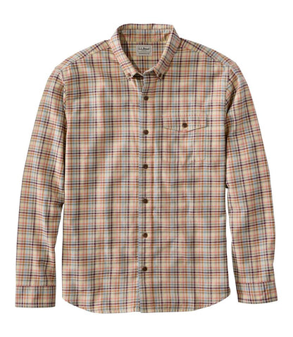 L.L.Bean | Men's Brushed Jaspé Twill Shirt, Plaid, Traditional Untucked Fit
