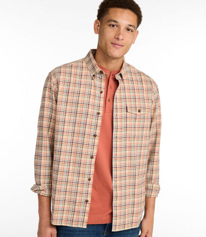 L.L.Bean | Men's Brushed Jaspé Twill Shirt, Plaid, Traditional Untucked Fit