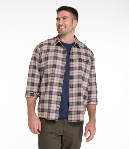 L.L.Bean | Men's Brushed Jaspé Twill Shirt, Plaid, Traditional Untucked Fit