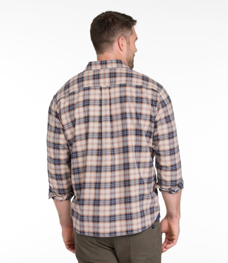 L.L.Bean | Men's Brushed Jaspé Twill Shirt, Plaid, Traditional Untucked Fit