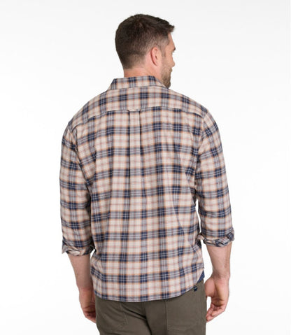 L.L.Bean | Men's Brushed Jaspé Twill Shirt, Plaid, Traditional Untucked Fit