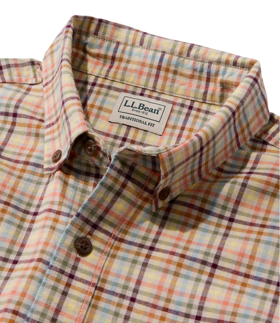 L.L.Bean | Men's Brushed Jaspé Twill Shirt, Plaid, Traditional Untucked Fit