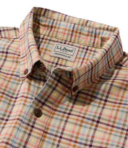 L.L.Bean | Men's Brushed Jaspé Twill Shirt, Plaid, Traditional Untucked Fit