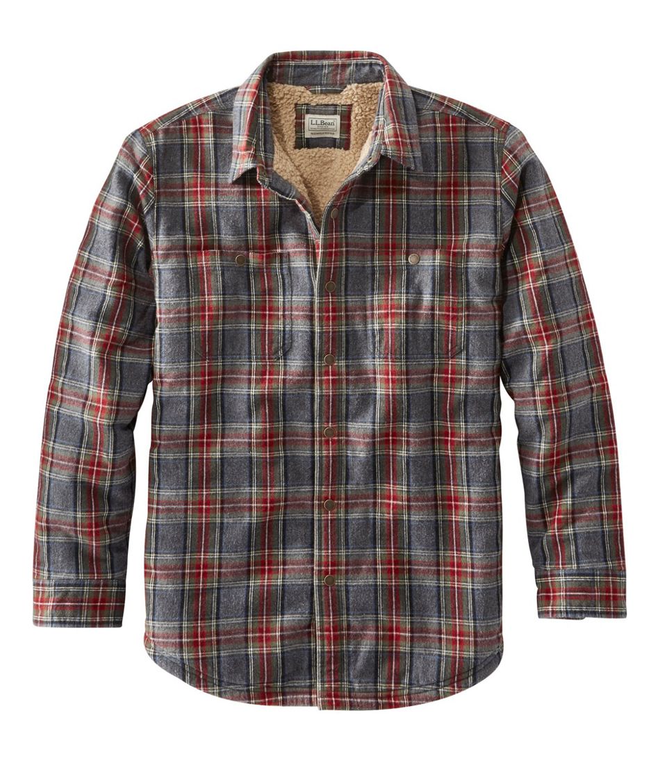 L.L.Bean | Men's Sherpa-Lined Scotch Plaid Shirt, Slightly Fitted
