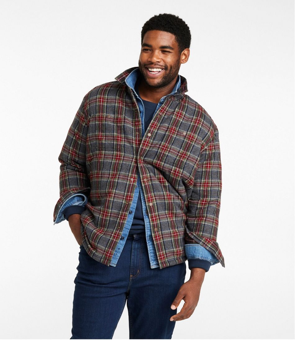 L.L.Bean | Men's Sherpa-Lined Scotch Plaid Shirt, Slightly Fitted