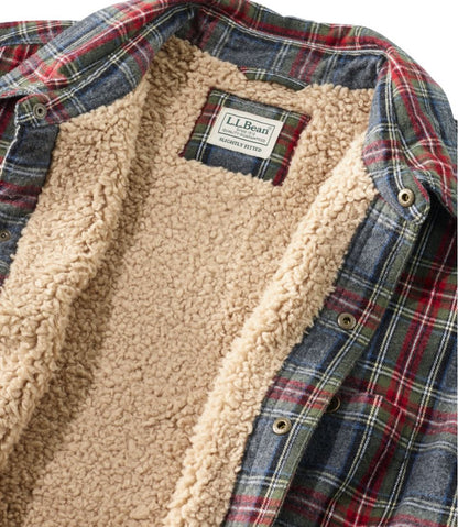L.L.Bean | Men's Sherpa-Lined Scotch Plaid Shirt, Slightly Fitted