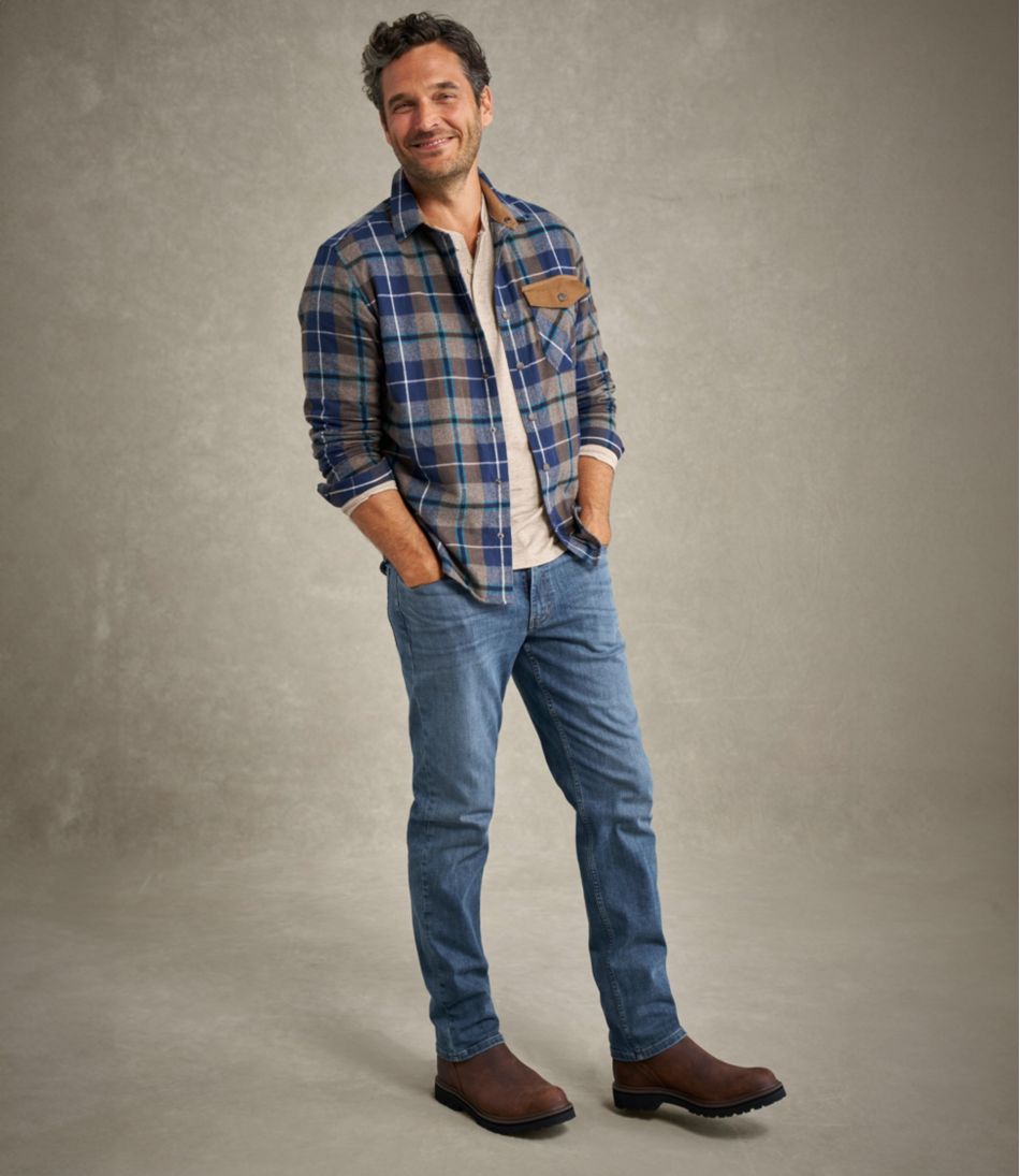 L.L.Bean | Men's Scotch Plaid Flannel Shirt, Snap-Front, Slightly Fitted Untucked Fit