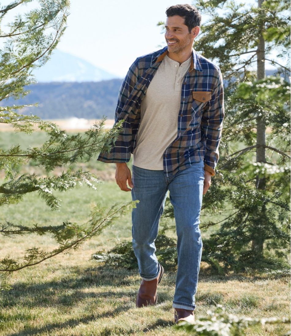 L.L.Bean | Men's Scotch Plaid Flannel Shirt, Snap-Front, Slightly Fitted Untucked Fit