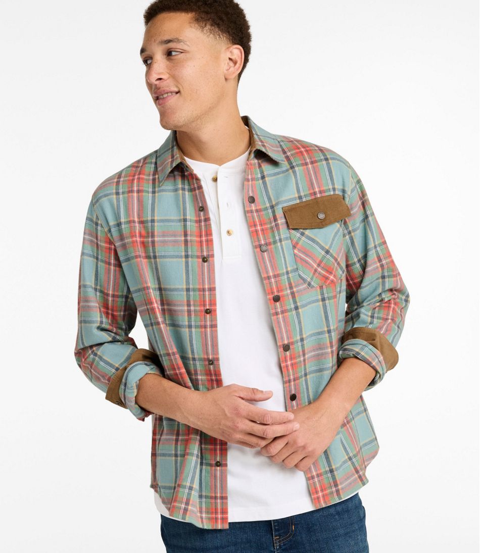 L.L.Bean | Men's Scotch Plaid Flannel Shirt, Snap-Front, Slightly Fitted Untucked Fit