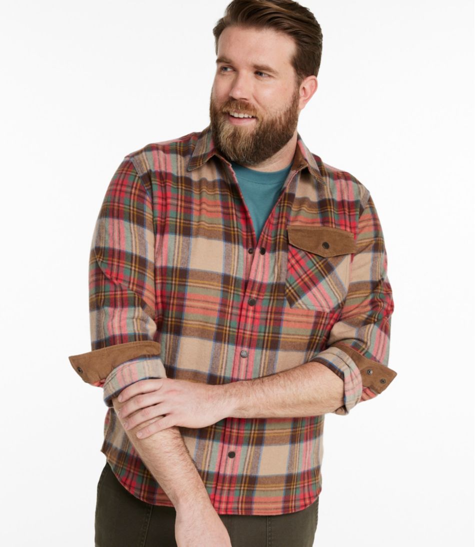 L.L.Bean | Men's Scotch Plaid Flannel Shirt, Snap-Front, Slightly Fitted Untucked Fit