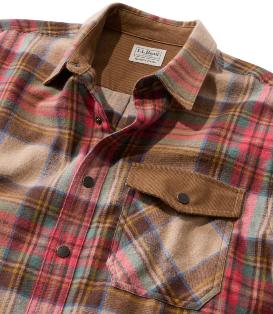 L.L.Bean | Men's Scotch Plaid Flannel Shirt, Snap-Front, Slightly Fitted Untucked Fit