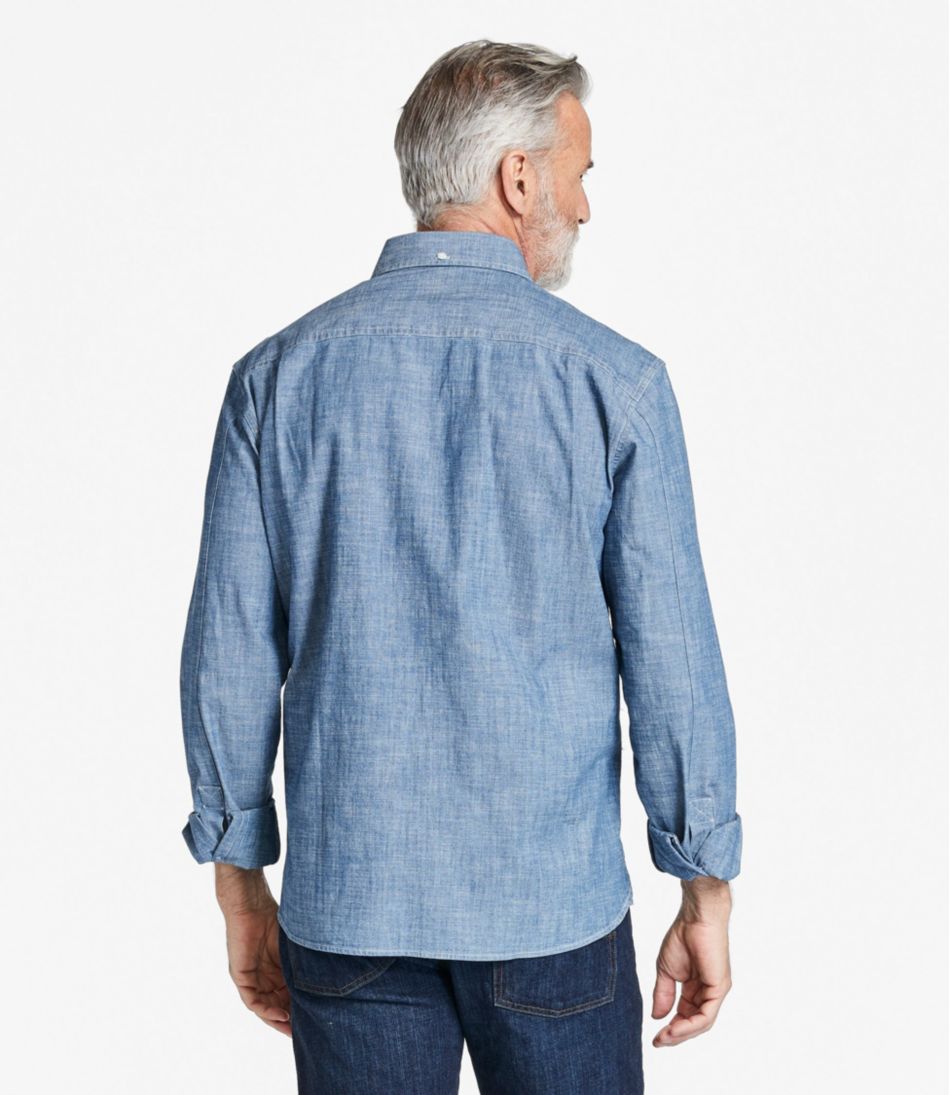 L.L.Bean | Men's Comfort Stretch® Chambray Shirt, Traditional Untucked Fit, Long-Sleeve