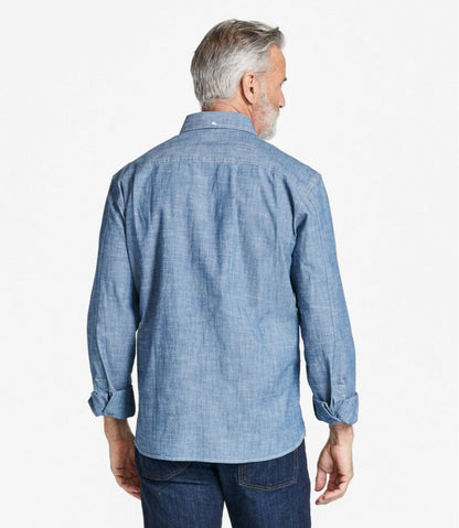 L.L.Bean | Men's Comfort Stretch® Chambray Shirt, Traditional Untucked Fit, Long-Sleeve