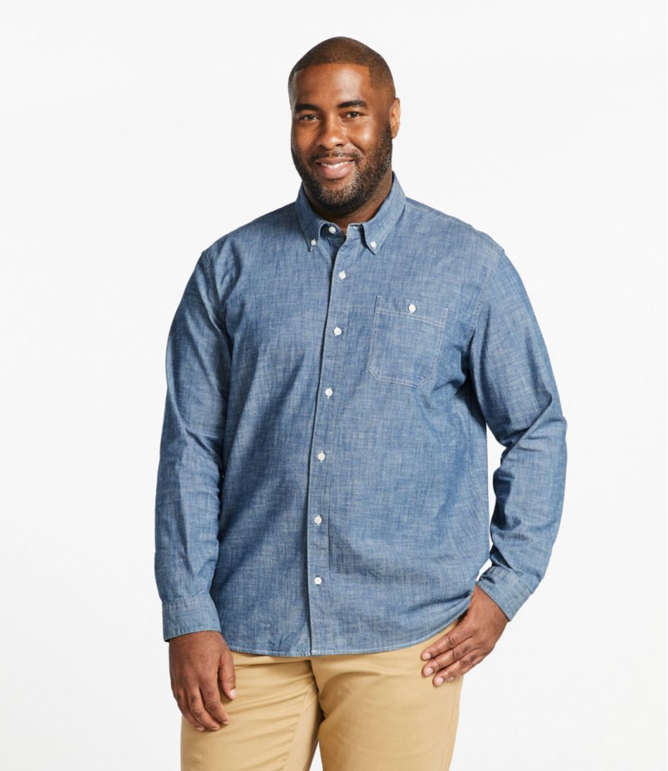 L.L.Bean | Men's Comfort Stretch® Chambray Shirt, Traditional Untucked Fit, Long-Sleeve
