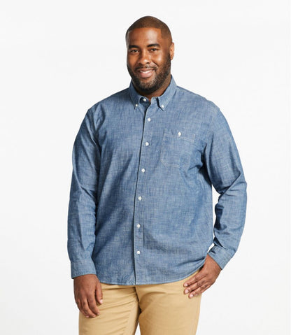 L.L.Bean | Men's Comfort Stretch® Chambray Shirt, Traditional Untucked Fit, Long-Sleeve