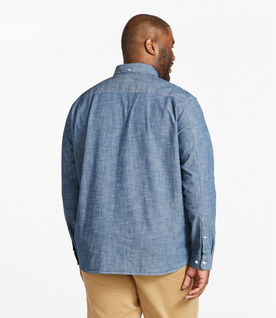 L.L.Bean | Men's Comfort Stretch® Chambray Shirt, Traditional Untucked Fit, Long-Sleeve