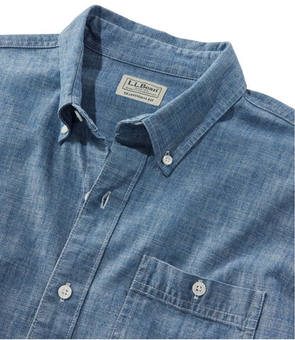 L.L.Bean | Men's Comfort Stretch® Chambray Shirt, Traditional Untucked Fit, Long-Sleeve
