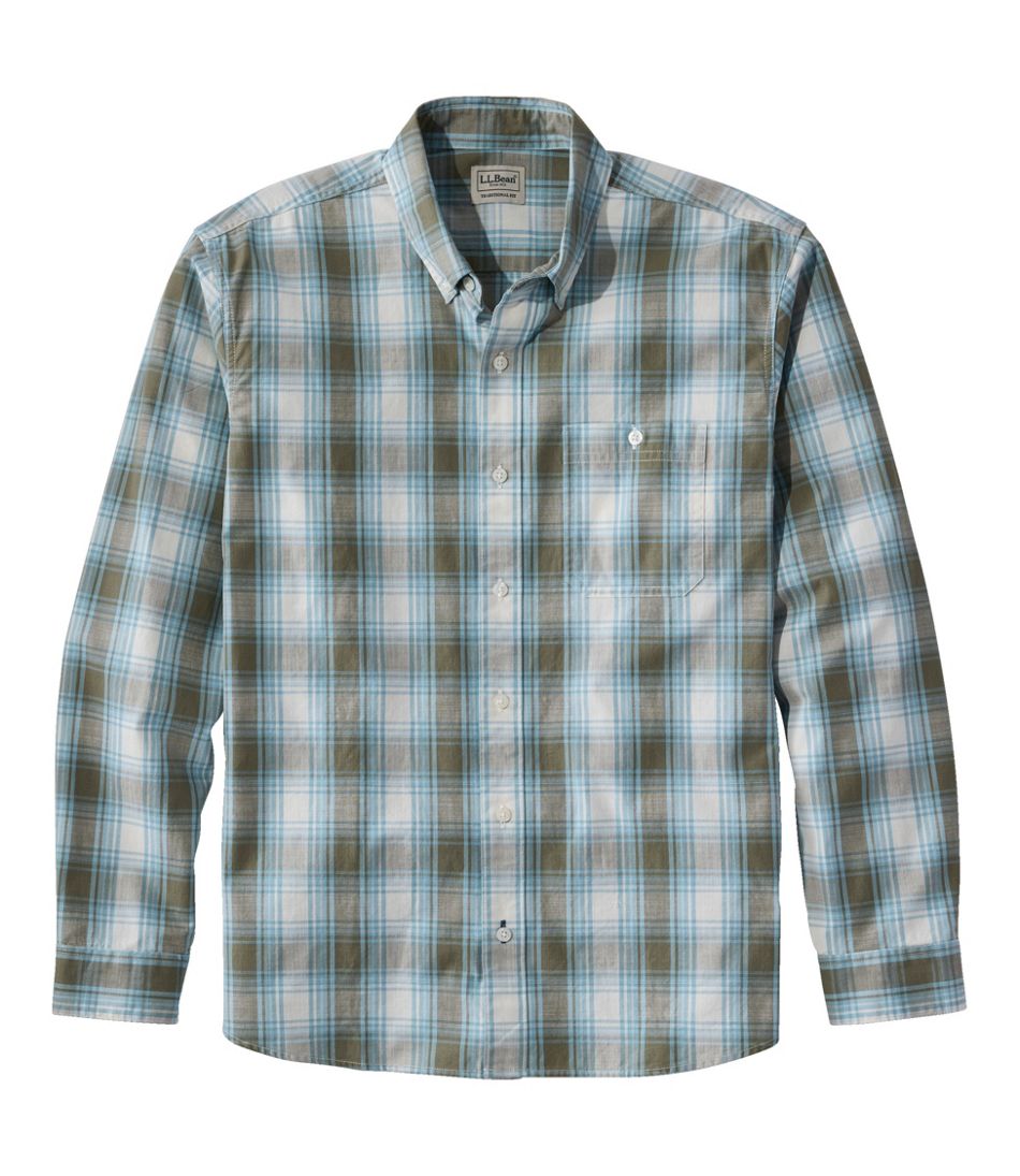 L.L.Bean | Men's Comfort Stretch® Chambray Shirt, Traditional Untucked Fit, Long-Sleeve, Print
