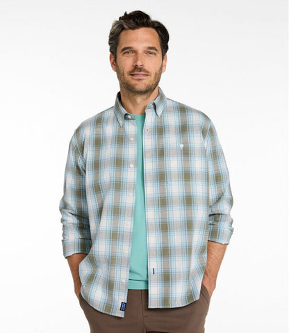 L.L.Bean | Men's Comfort Stretch® Chambray Shirt, Traditional Untucked Fit, Long-Sleeve, Print
