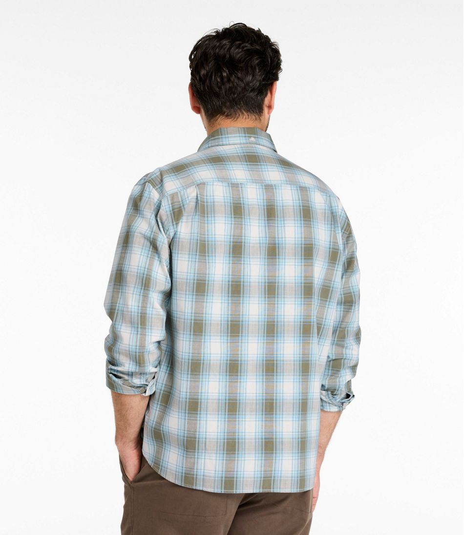 L.L.Bean | Men's Comfort Stretch® Chambray Shirt, Traditional Untucked Fit, Long-Sleeve, Print