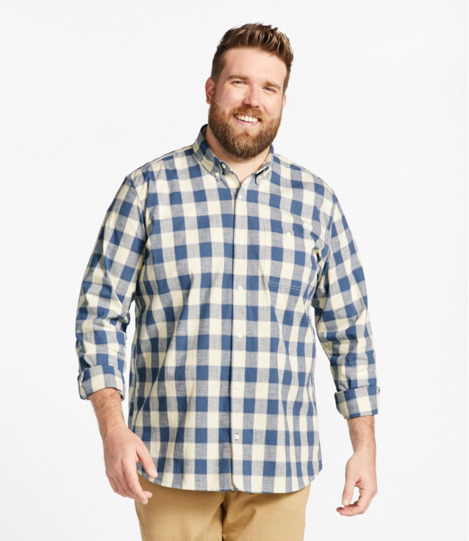 L.L.Bean | Men's Comfort Stretch® Chambray Shirt, Traditional Untucked Fit, Long-Sleeve, Print
