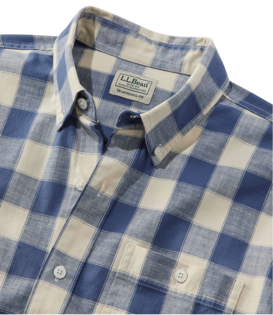 L.L.Bean | Men's Comfort Stretch® Chambray Shirt, Traditional Untucked Fit, Long-Sleeve, Print
