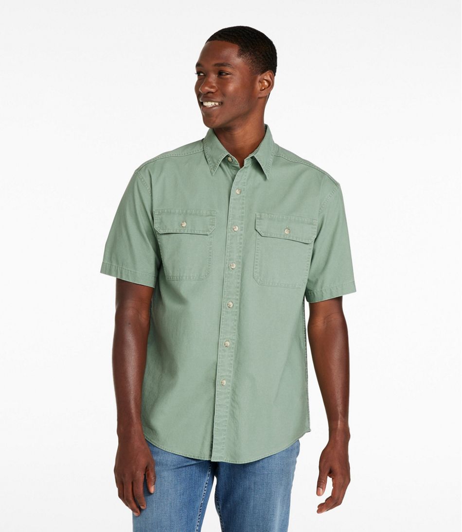 L.L.Bean | Men's Sunwashed Canvas Shirt, Traditional Fit Short-Sleeve