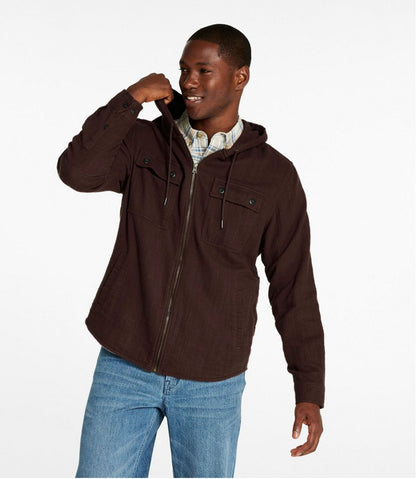 L.L.Bean | Men's 1912 Field Flannel Shirt, Hooded, Slightly Fitted Untucked Fit