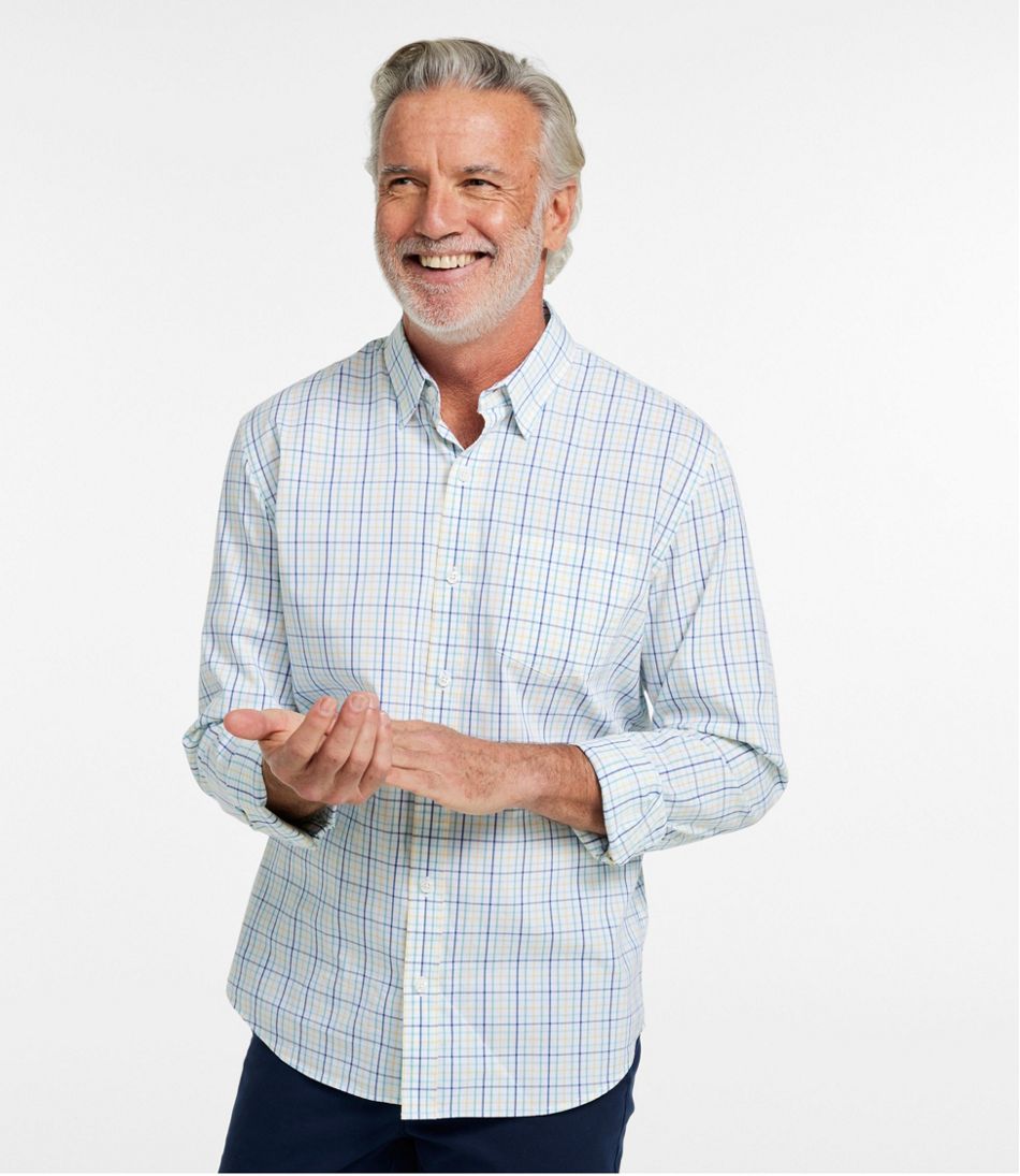 L.L.Bean | Men's Comfort Stretch Performance® Shirt, Long-Sleeve, Slightly Fitted Untucked Fit, Plaid