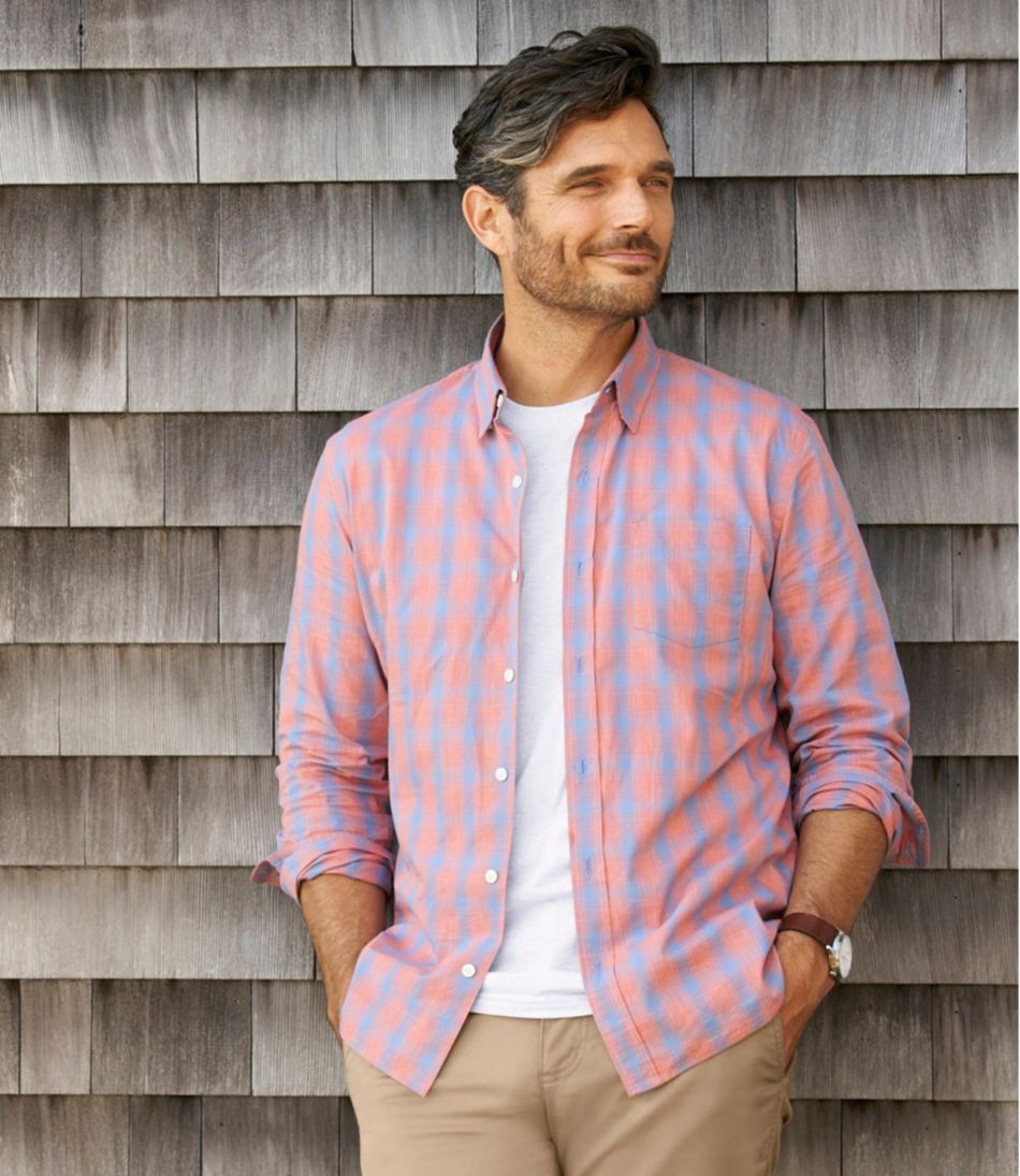 L.L.Bean | Men's Comfort Stretch Performance® Shirt, Long-Sleeve, Slightly Fitted Untucked Fit, Plaid