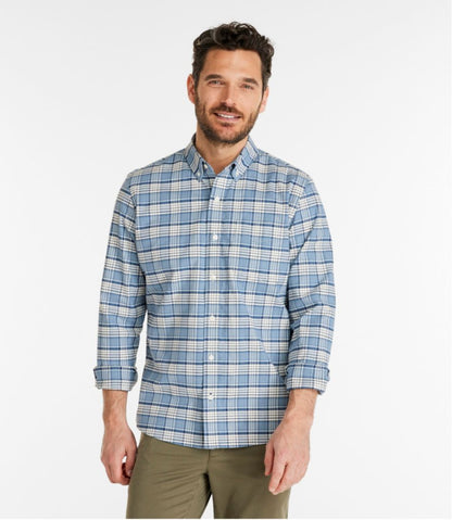 L.L.Bean | Men's Comfort Stretch® Oxford Shirt, Slightly Fitted Untucked Fit, Plaid