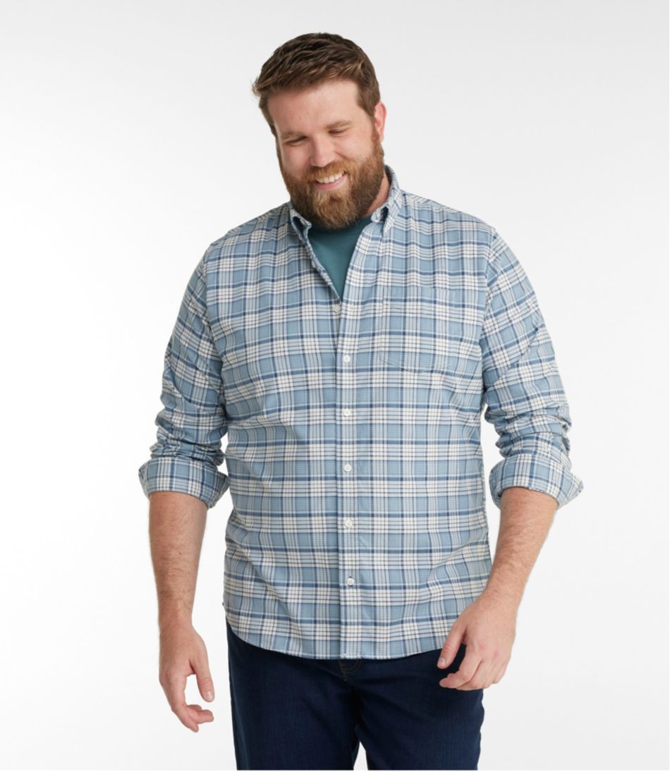 L.L.Bean | Men's Comfort Stretch® Oxford Shirt, Slightly Fitted Untucked Fit, Plaid