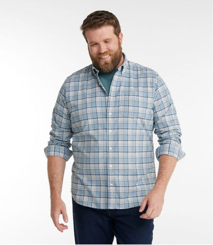 L.L.Bean | Men's Comfort Stretch® Oxford Shirt, Slightly Fitted Untucked Fit, Plaid