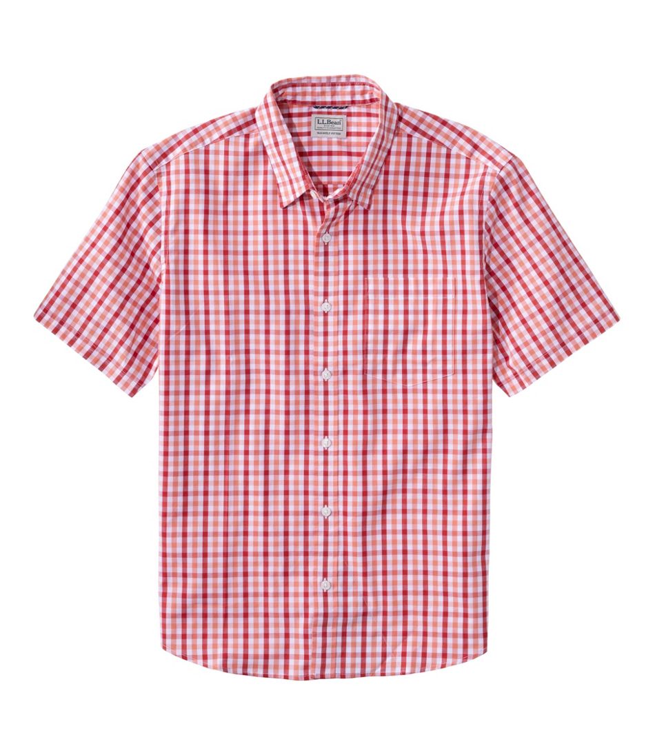 L.L.Bean | Men's Comfort Stretch Performance® Shirt, Short-Sleeve, Slightly Fitted Untucked Fit, Plaid
