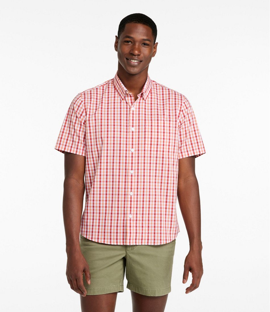 L.L.Bean | Men's Comfort Stretch Performance® Shirt, Short-Sleeve, Slightly Fitted Untucked Fit, Plaid