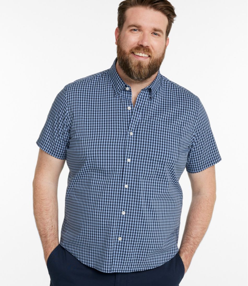 L.L.Bean | Men's Comfort Stretch Performance® Shirt, Short-Sleeve, Slightly Fitted Untucked Fit, Plaid