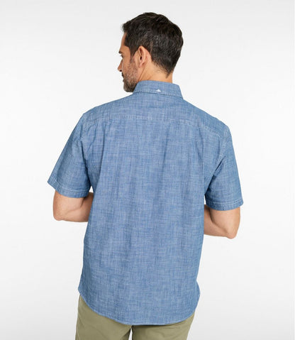 L.L.Bean | Men's Comfort Stretch® Chambray Shirt, Traditional Untucked Fit, Short-Sleeve