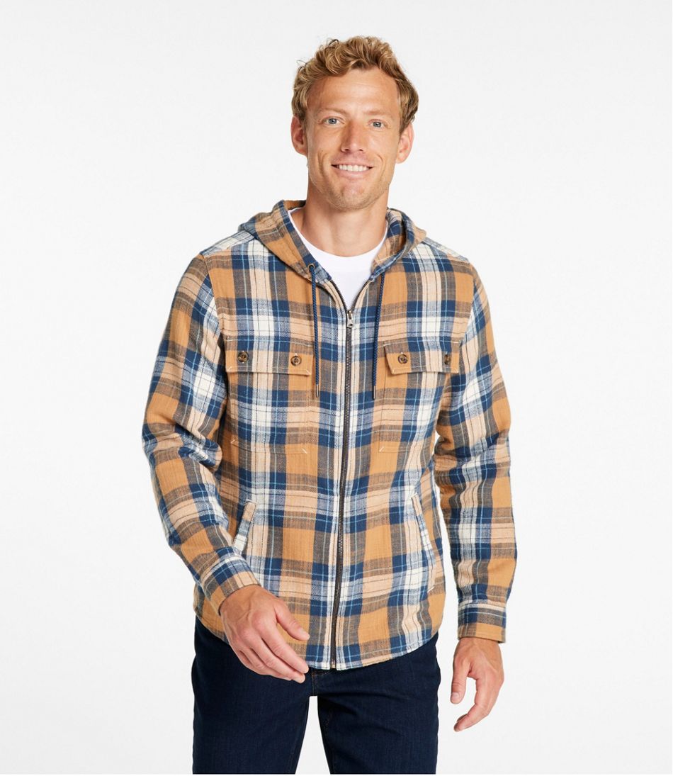 L.L.Bean | Men's 1912 Field Flannel Shirt, Hooded, Slightly Fitted Untucked Fit, Plaid