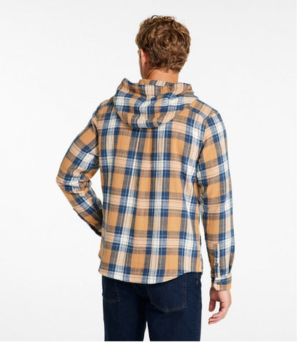 L.L.Bean | Men's 1912 Field Flannel Shirt, Hooded, Slightly Fitted Untucked Fit, Plaid