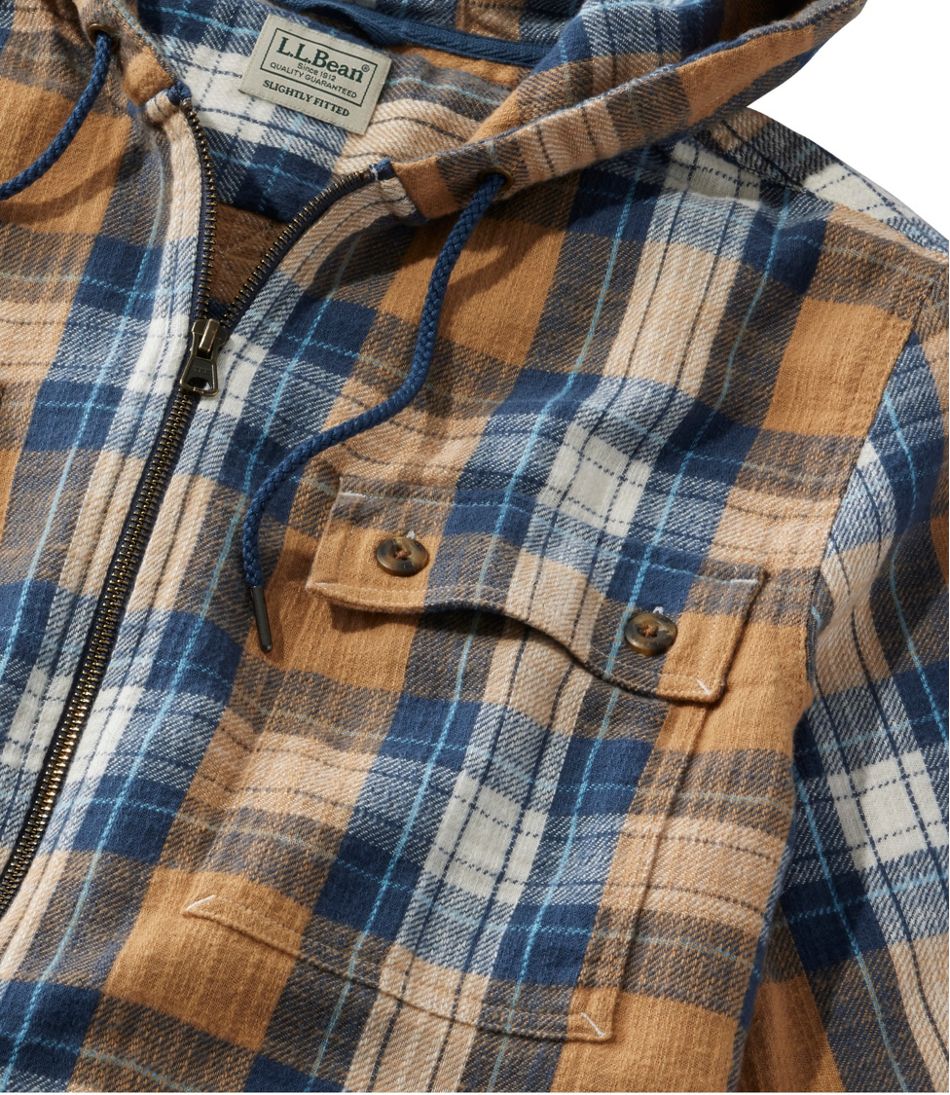 L.L.Bean | Men's 1912 Field Flannel Shirt, Hooded, Slightly Fitted Untucked Fit, Plaid