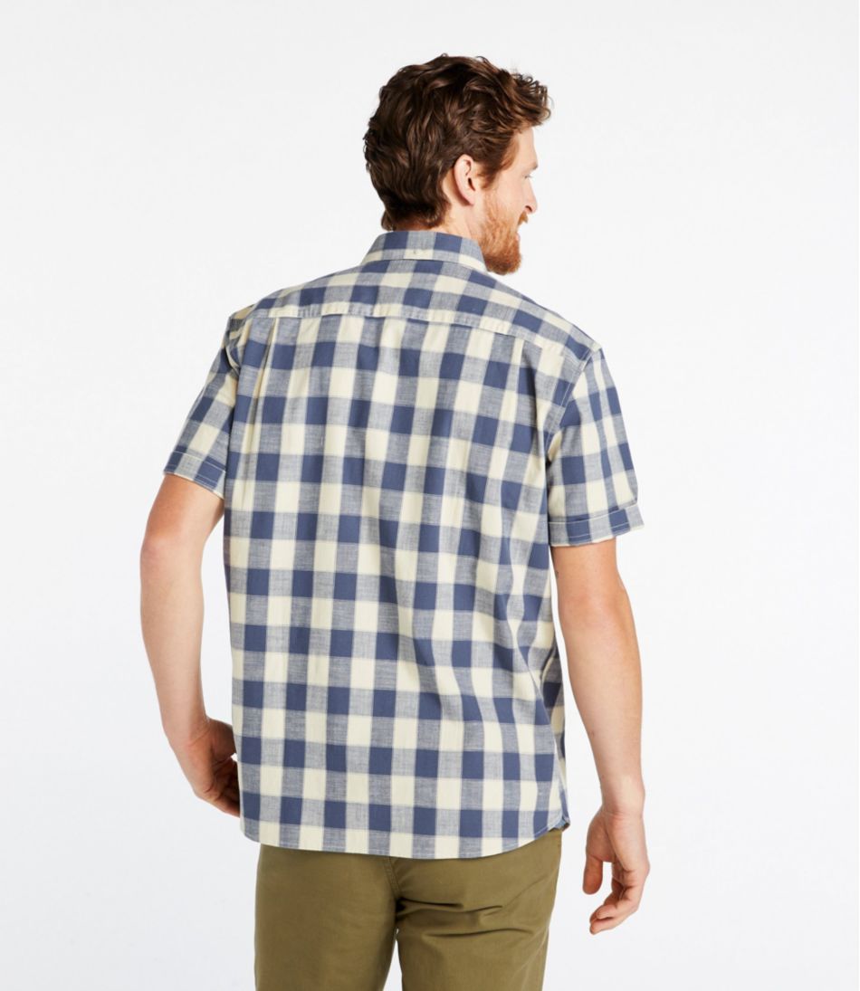 L.L.Bean | Men's Comfort Stretch® Chambray Shirt, Traditional Untucked Fit, Short-Sleeve, Plaid