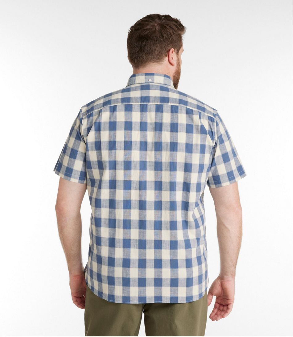 L.L.Bean | Men's Comfort Stretch® Chambray Shirt, Traditional Untucked Fit, Short-Sleeve, Plaid