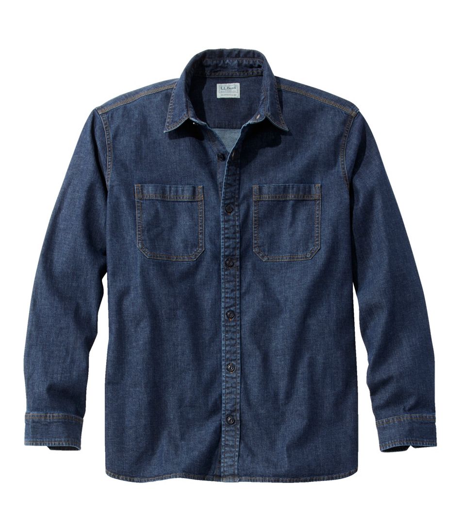 L.L.Bean | Men's BeanFlex® Denim Shirt, Traditional Untucked Fit